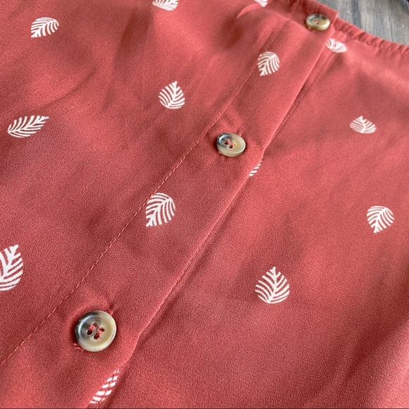 Rust Orange Blouse with Front Tie and Button Back Details - Picture 4 of 9